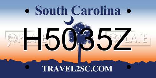 H5035Z South Carolina License Plate