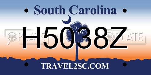 H5038Z South Carolina License Plate