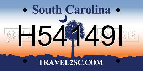 H54149I South Carolina License Plate