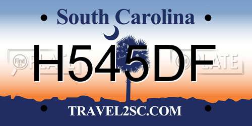 H545DF South Carolina License Plate