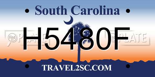 H5480F South Carolina License Plate