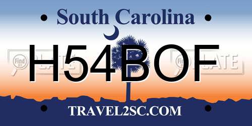 H54BOF South Carolina License Plate