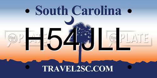 H54JLL South Carolina License Plate