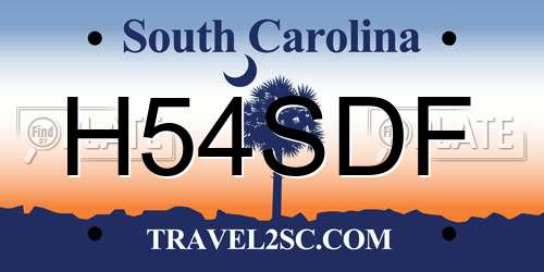 H54SDF South Carolina License Plate
