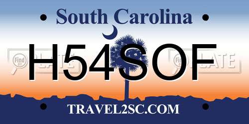 H54SOF South Carolina License Plate
