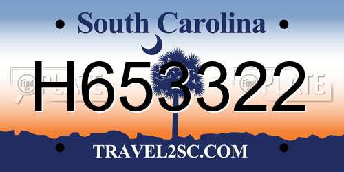 H653322 South Carolina License Plate
