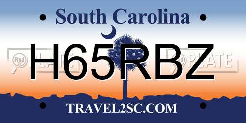 H65RBZ South Carolina License Plate