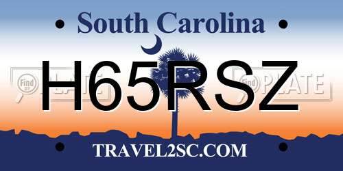 H65RSZ South Carolina License Plate