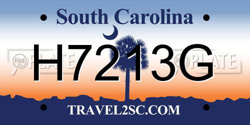 H7213G South Carolina License Plate