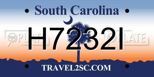 H7232I South Carolina License Plate