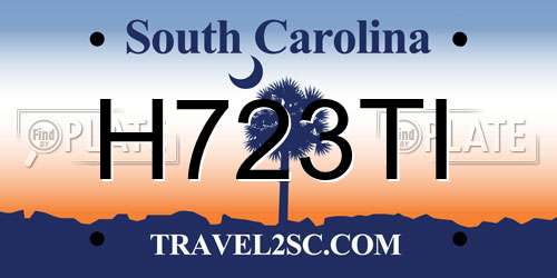 H723TI South Carolina License Plate