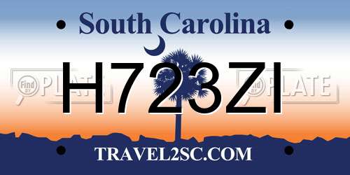 H723ZI South Carolina License Plate