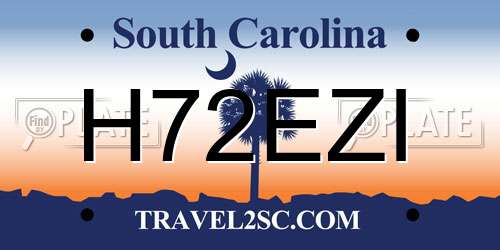 H72EZI South Carolina License Plate