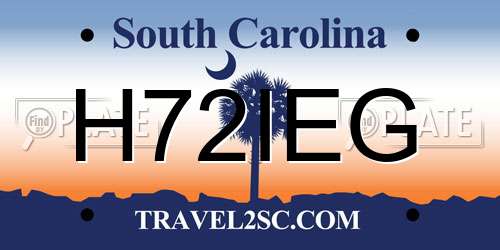 H72IEG South Carolina License Plate