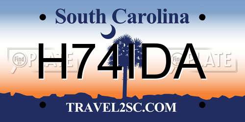 H74IDA South Carolina License Plate