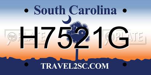 H7521G South Carolina License Plate