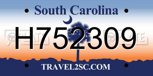 H752309 South Carolina License Plate