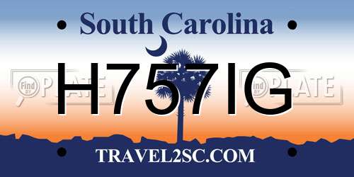 H757IG South Carolina License Plate
