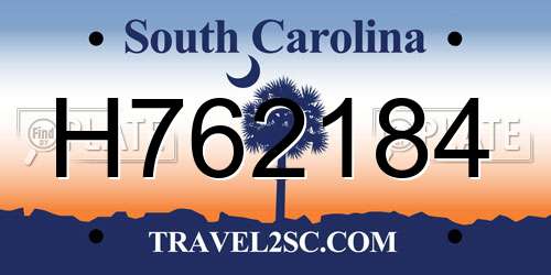 H762184 South Carolina License Plate