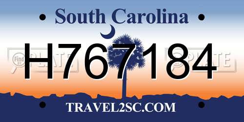 H767184 South Carolina License Plate