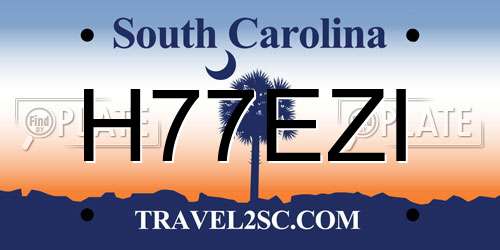 H77EZI South Carolina License Plate
