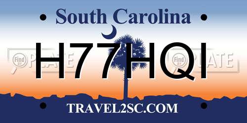 H77HQI South Carolina License Plate