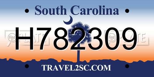 H782309 South Carolina License Plate