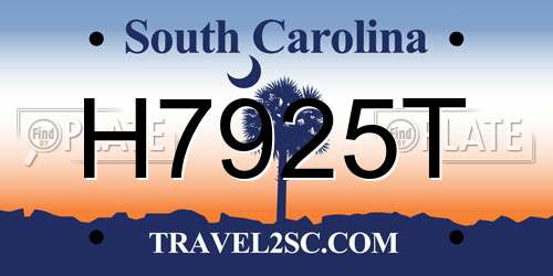 H7925T South Carolina License Plate