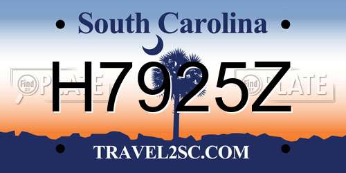 H7925Z South Carolina License Plate