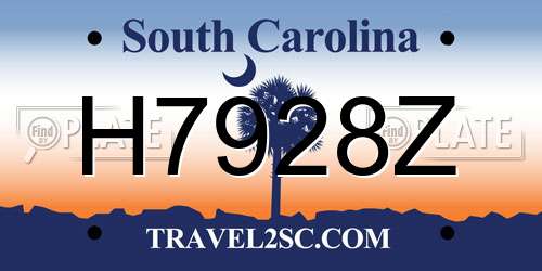 H7928Z South Carolina License Plate