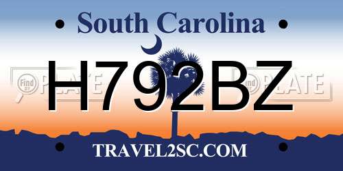 H792BZ South Carolina License Plate