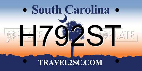 H792ST South Carolina License Plate