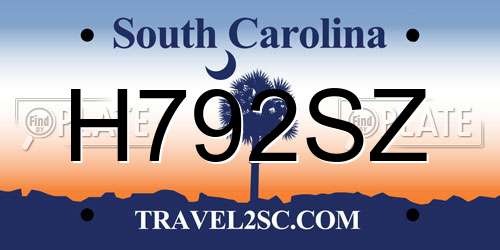 H792SZ South Carolina License Plate
