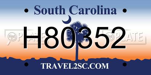 H80352 South Carolina License Plate