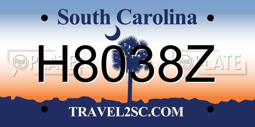 H8038Z South Carolina License Plate