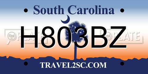 H803BZ South Carolina License Plate