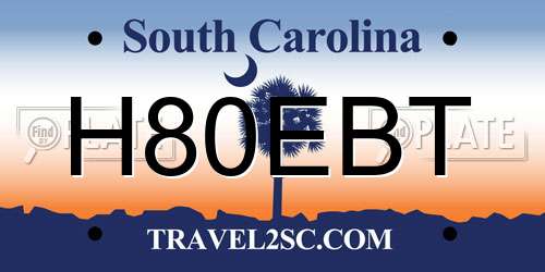 H80EBT South Carolina License Plate