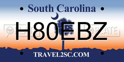 H80EBZ South Carolina License Plate