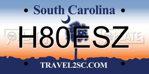 H80ESZ South Carolina License Plate
