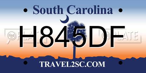 H845DF South Carolina License Plate