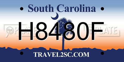 H8480F South Carolina License Plate
