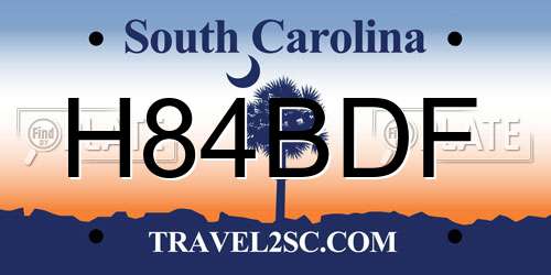 H84BDF South Carolina License Plate