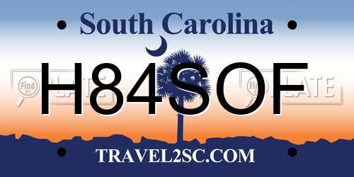 H84SOF South Carolina License Plate