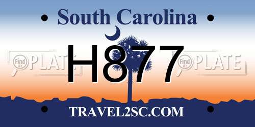 H877 South Carolina License Plate