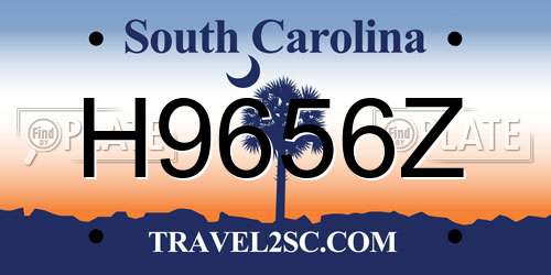 H9656Z South Carolina License Plate