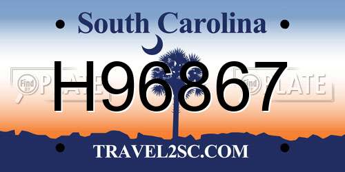 H96867 South Carolina License Plate