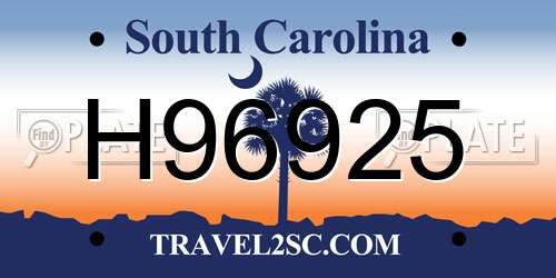 H96925 South Carolina License Plate