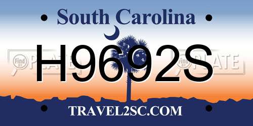 H9692S South Carolina License Plate