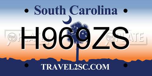 H969ZS South Carolina License Plate