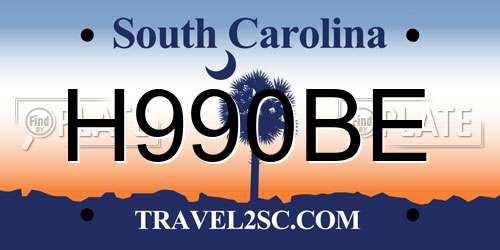 H990BE South Carolina License Plate